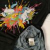 Unisex Men Light Tee Black Size M T Shirt Crazy Unicorn Colorful Rainbow Splash 4
