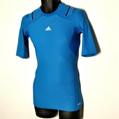 adidas Men Size Small Light Blue Cycling Jersey 3/4 Sleeve Bicycle Top 3 Stripe